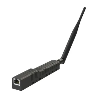 SMHUB Nano MG24 Linux akıllı ev merkezi, Ethernet girişli ucu ve harici anteni, beyaz zemin