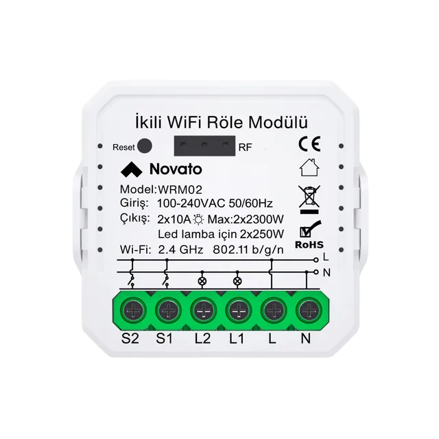 WiFi Çift Çıkışlı Röle